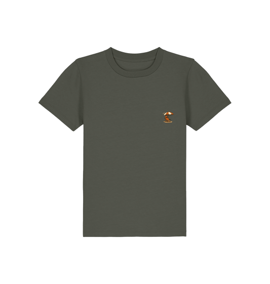 Khaki Printed Kids T-Shirt Front