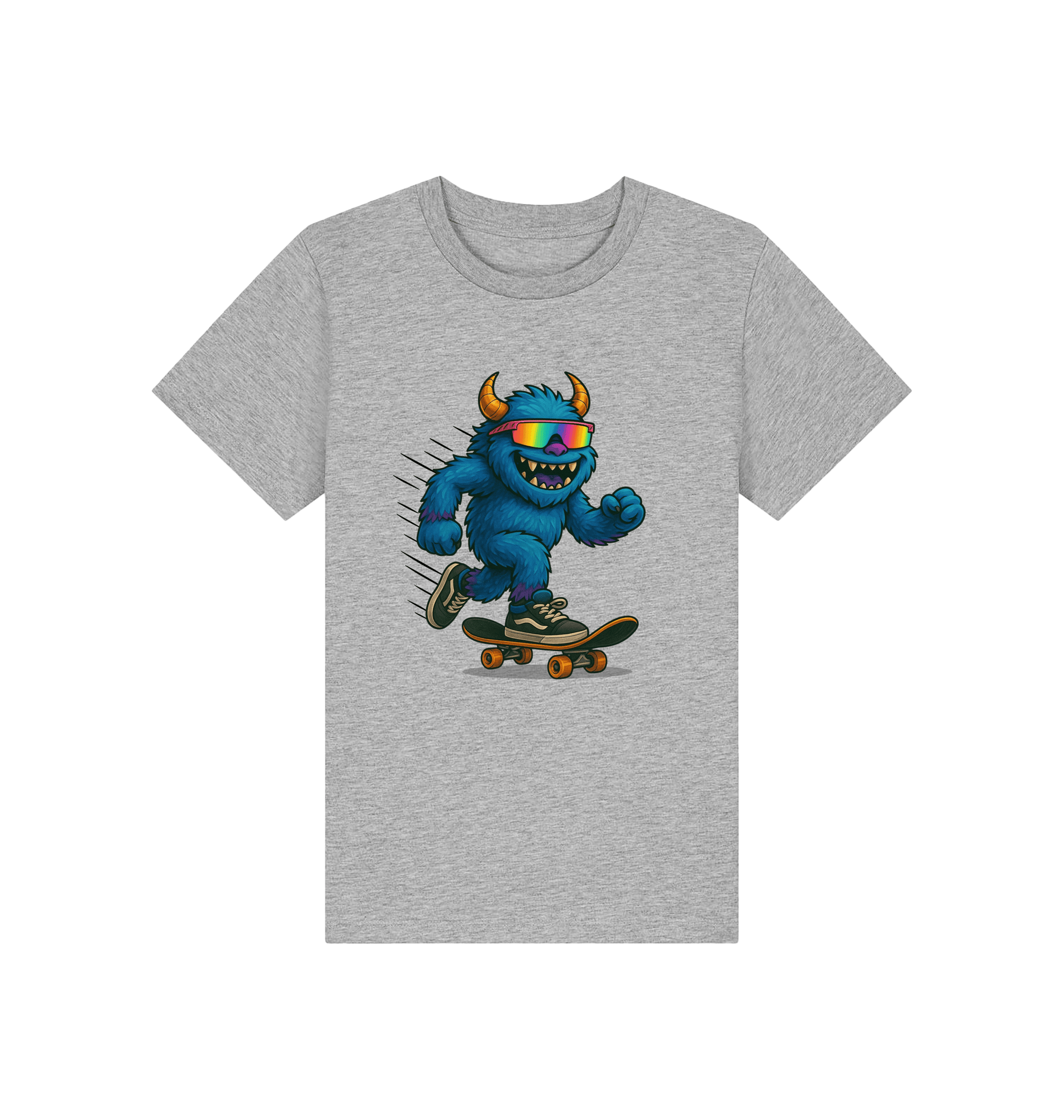 Heather Grey Printed Kids T-Shirt Front