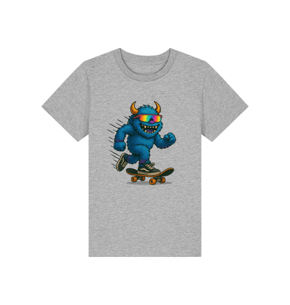 Heather Grey Printed Kids T-Shirt Front