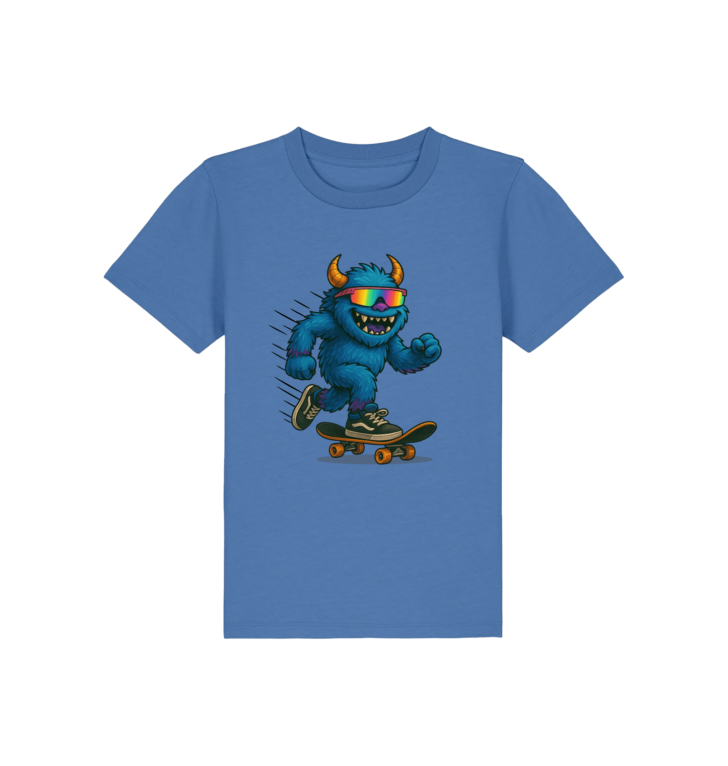 Bright Blue Printed Kids T-Shirt Front
