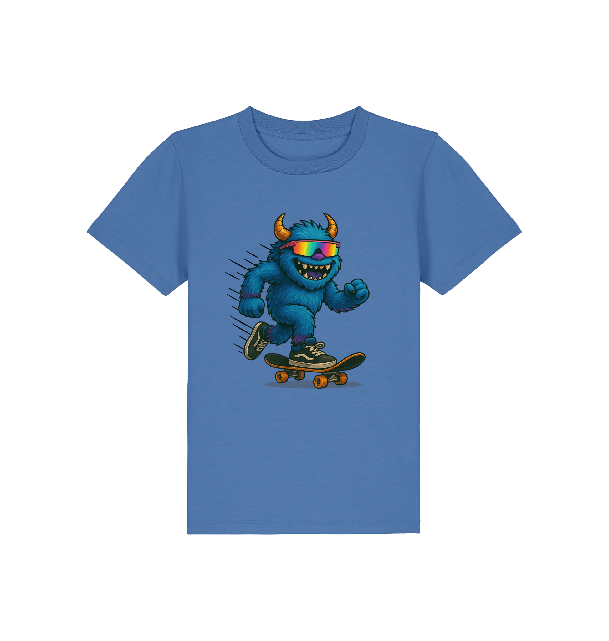 Bright Blue Printed Kids T-Shirt Front