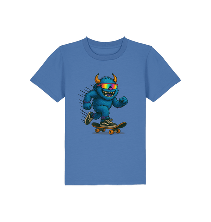 Bright Blue Printed Kids T-Shirt Front