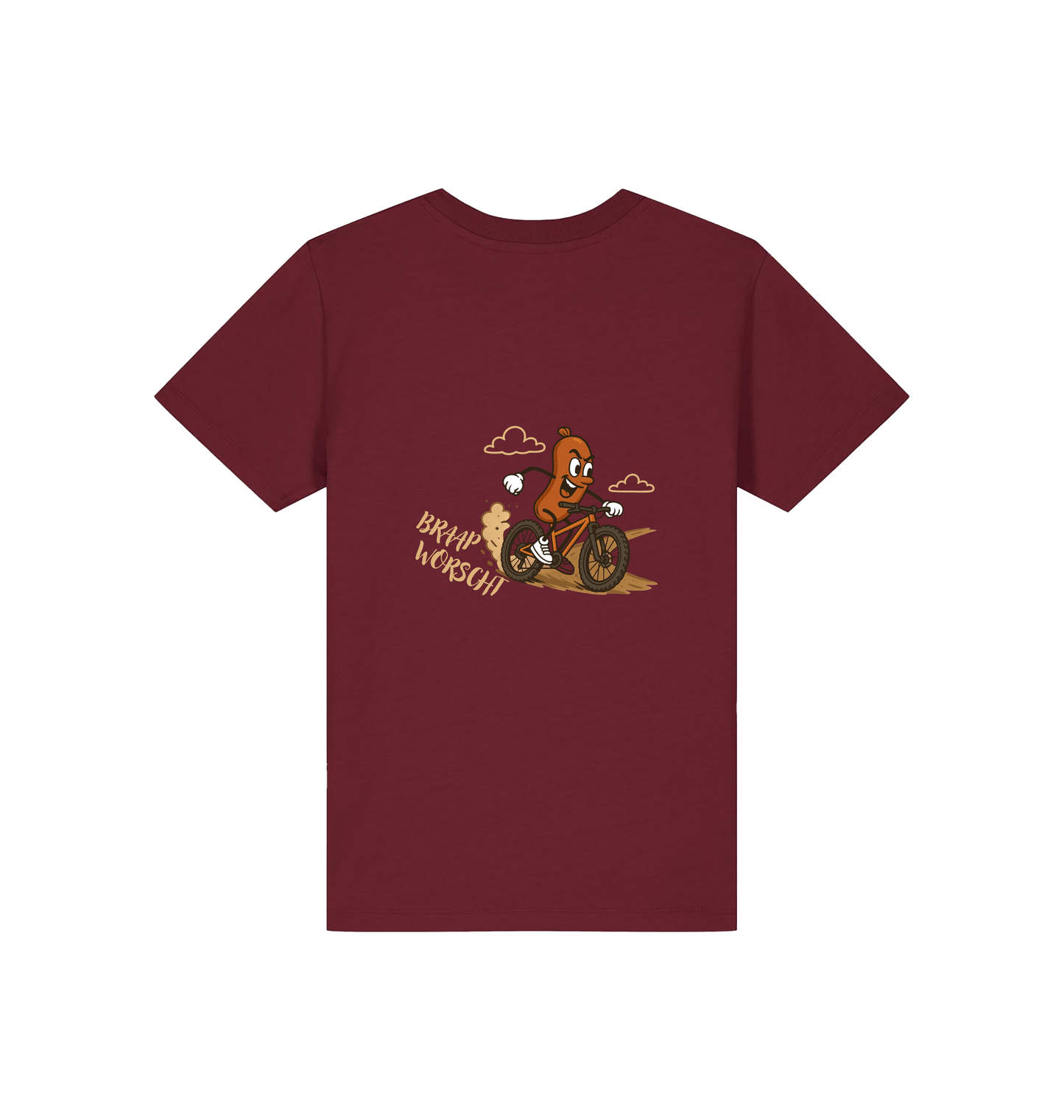 Burgundy Printed Kids T-Shirt Back