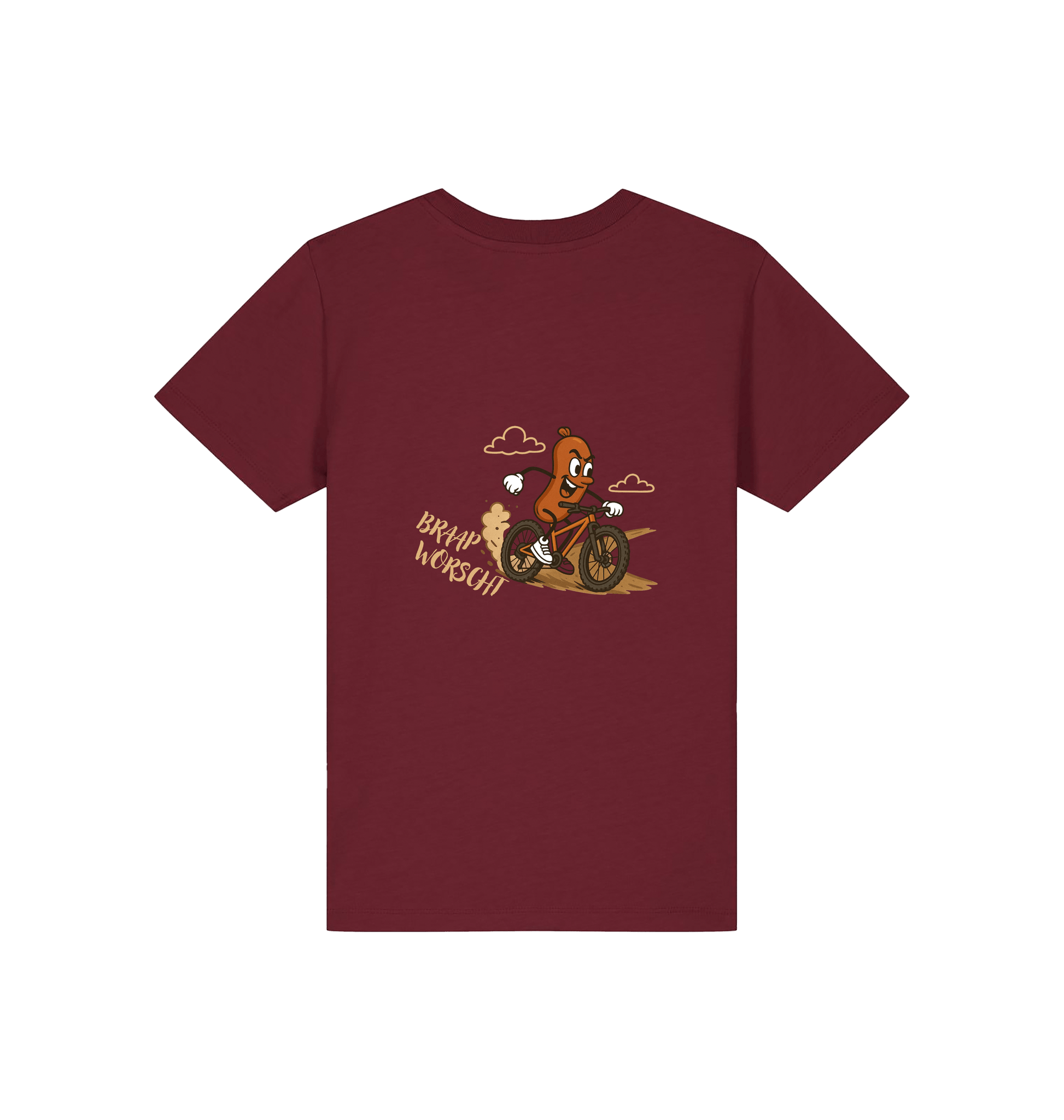 Burgundy Printed Kids T-Shirt Back