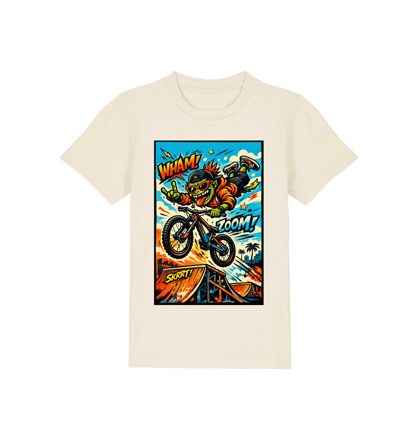 Natural Raw Printed Kids T-Shirt Front