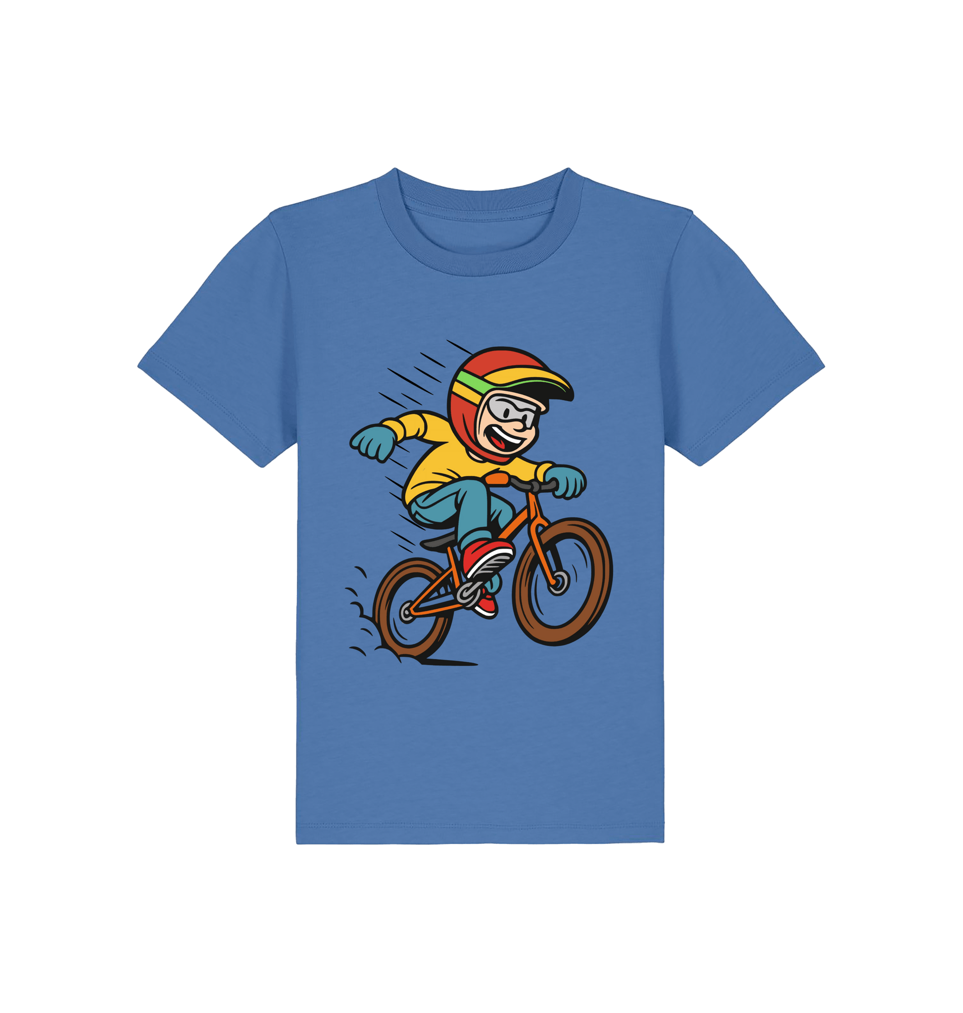 Bright Blue Printed Kids T-Shirt Front