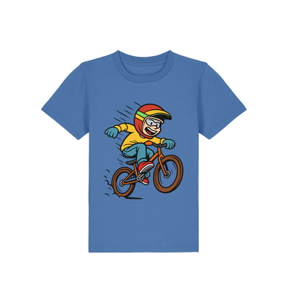 Bright Blue Printed Kids T-Shirt Front