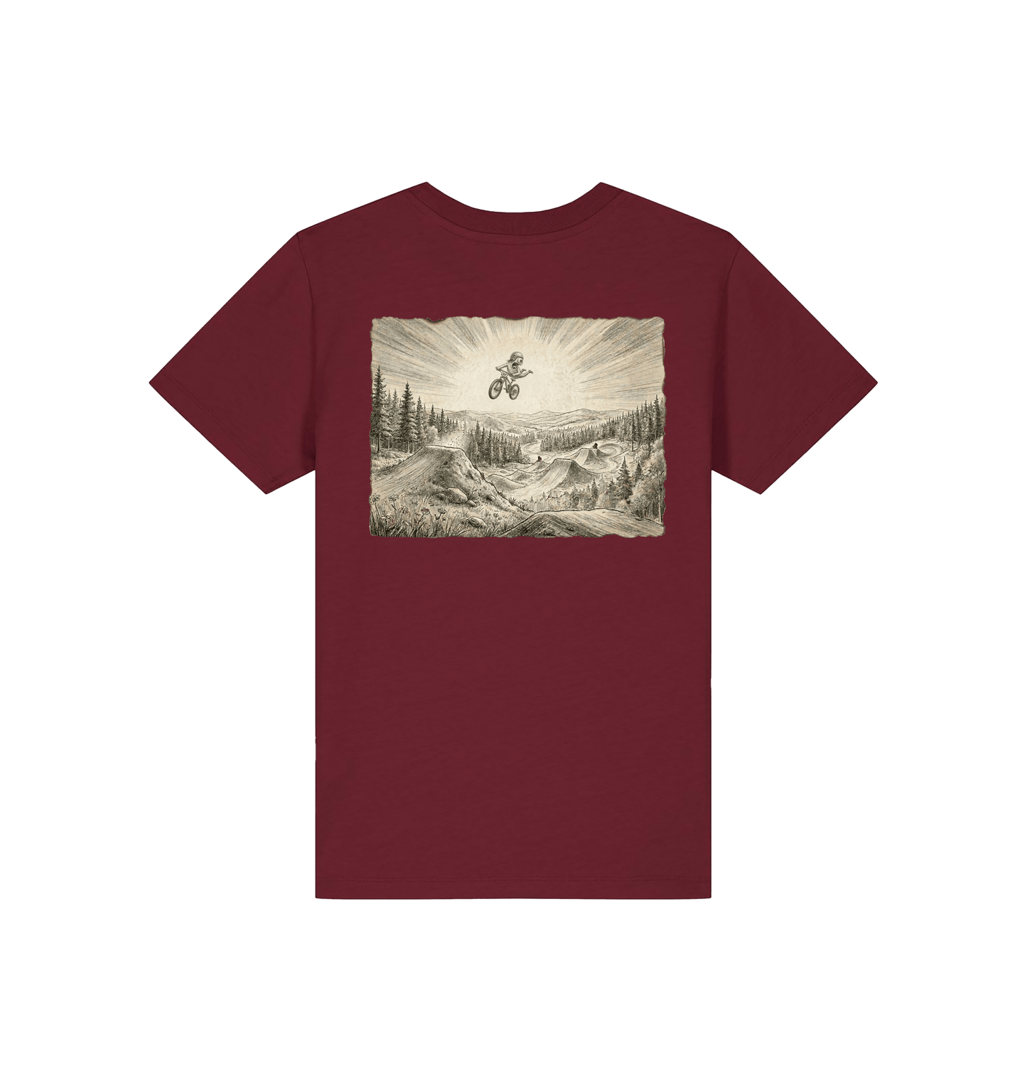 Burgundy Printed Kids T-Shirt Back