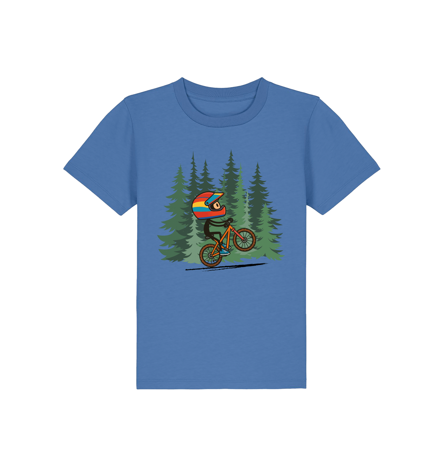 Bright Blue Printed Kids T-Shirt Front