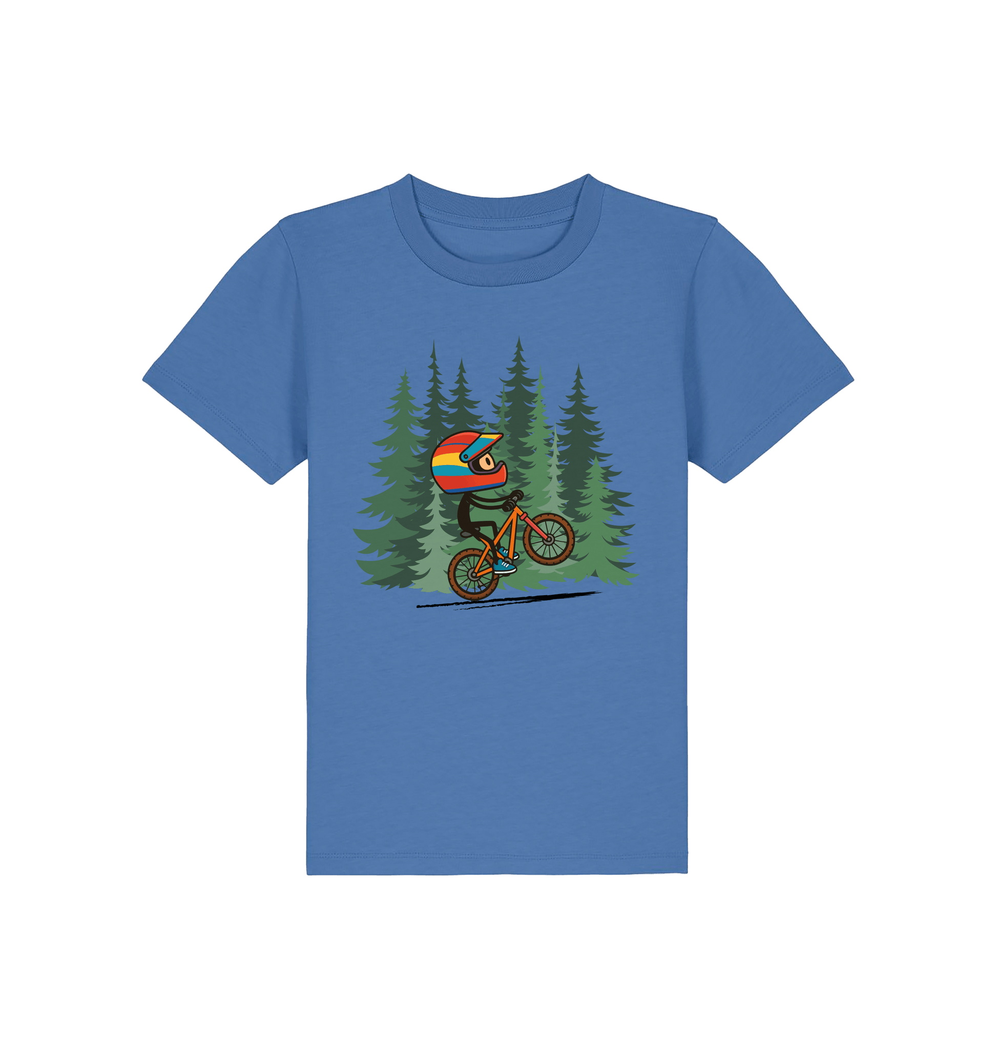 Bright Blue Printed Kids T-Shirt Front