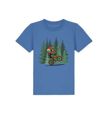 Bright Blue Printed Kids T-Shirt Front