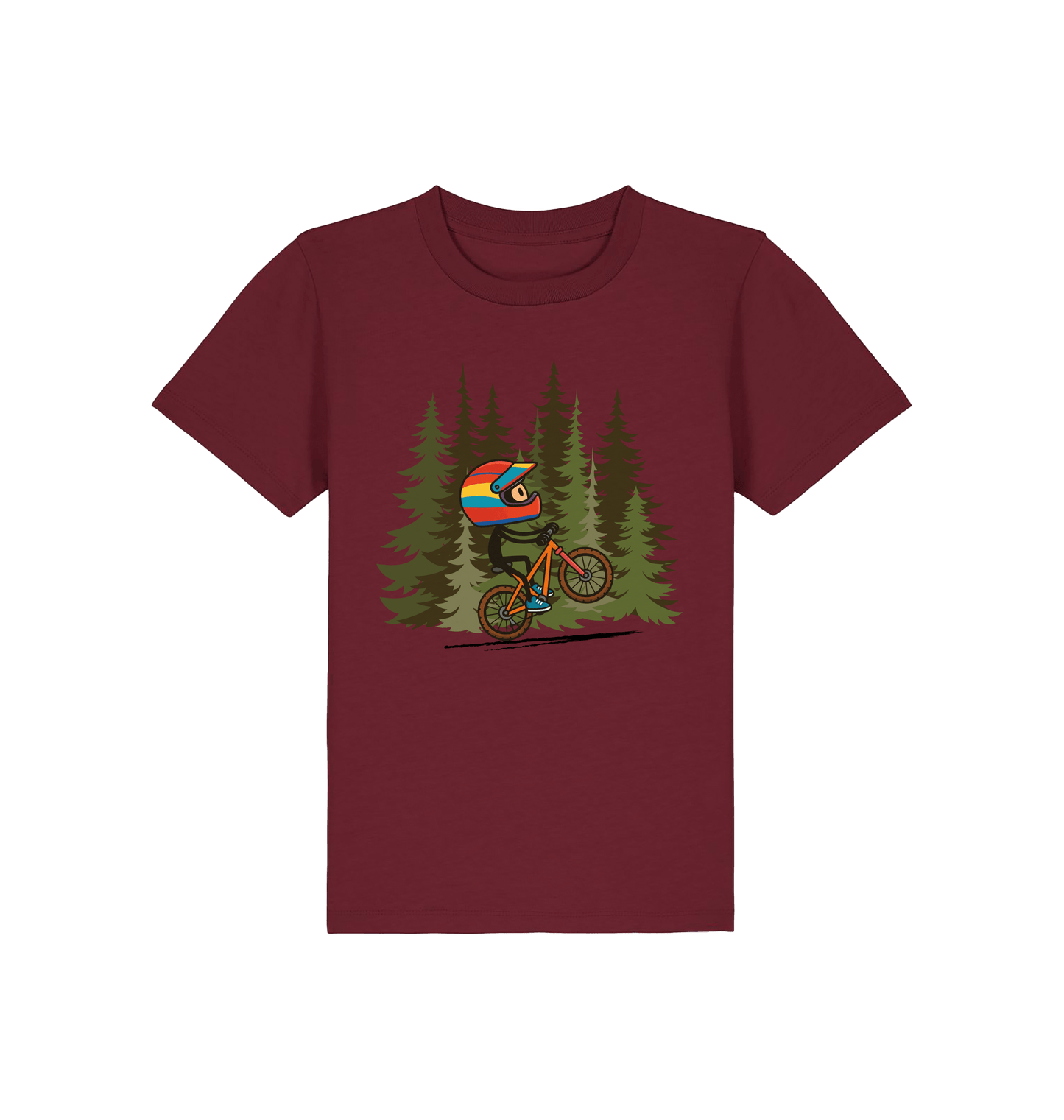 Burgundy Printed Kids T-Shirt Front
