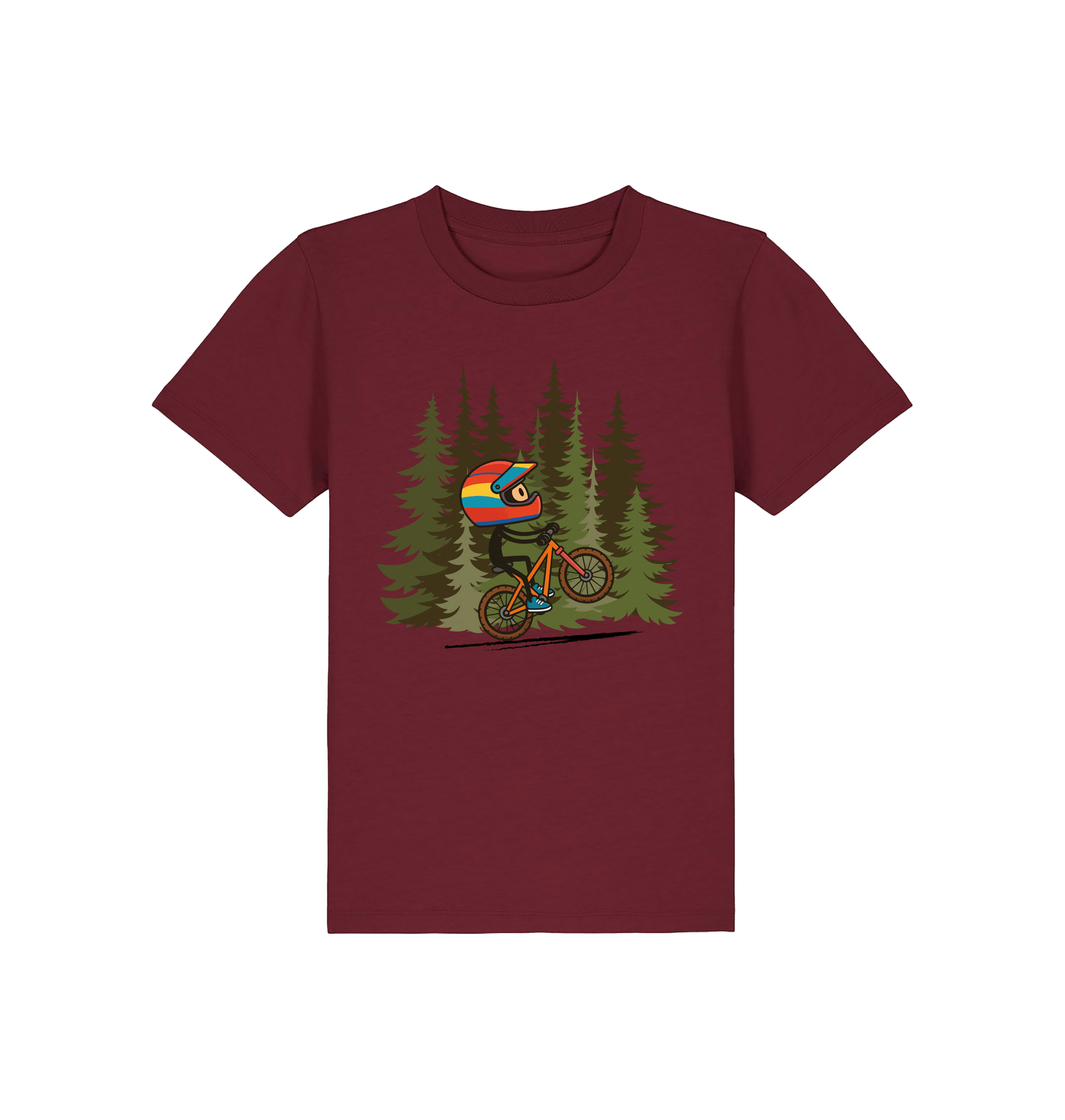 Burgundy Printed Kids T-Shirt Front