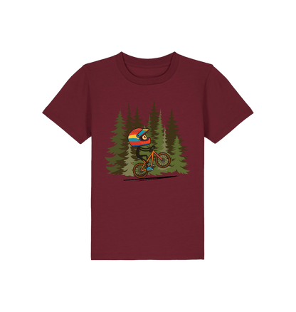 Burgundy Printed Kids T-Shirt Front