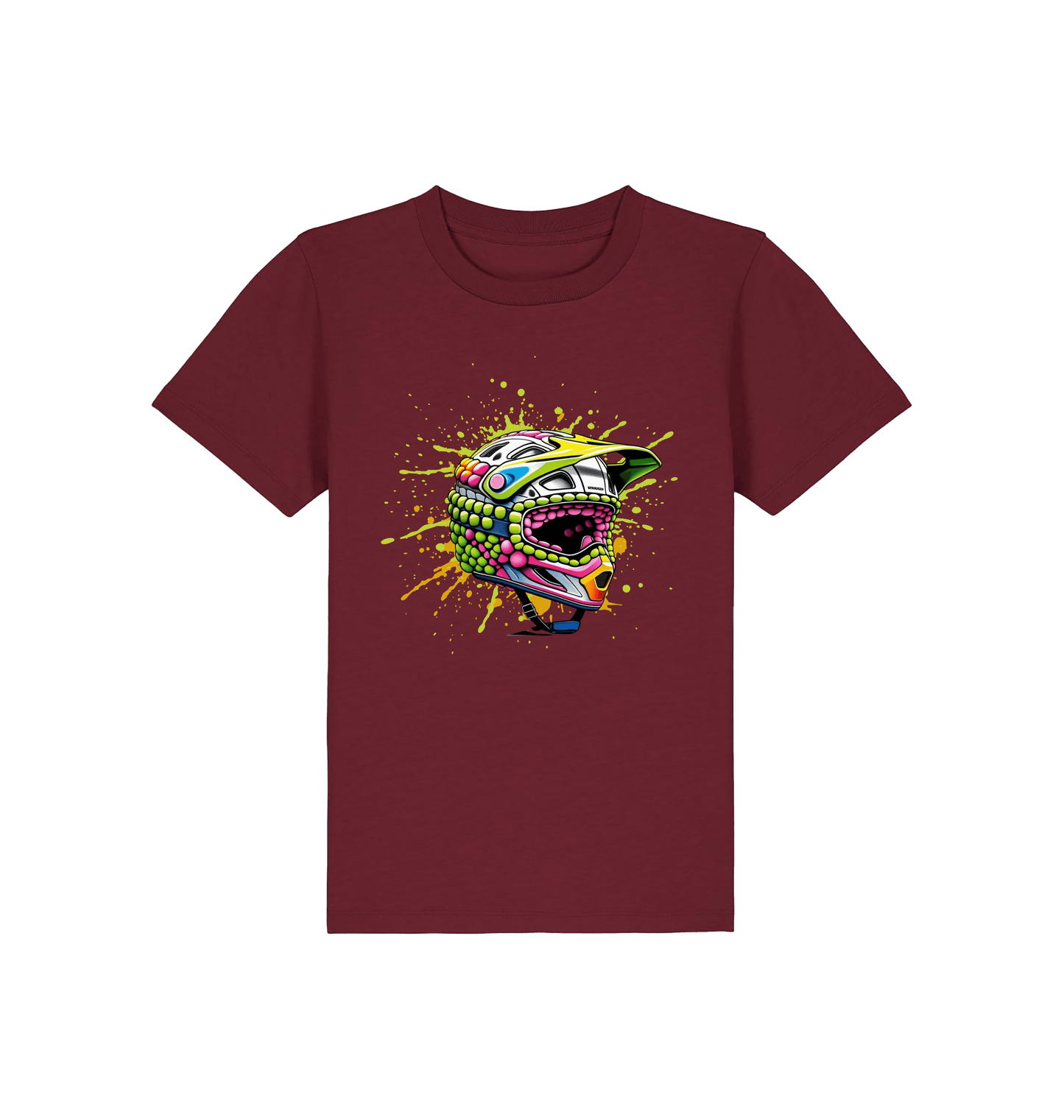 Burgundy Printed Kids T-Shirt Front
