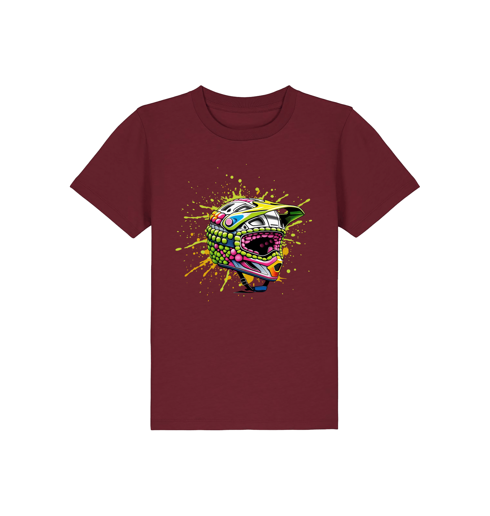 Burgundy Printed Kids T-Shirt Front