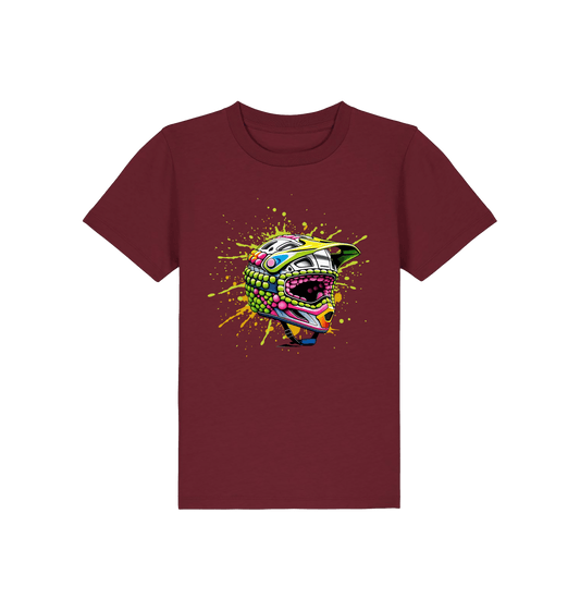 Burgundy Printed Kids T-Shirt Front