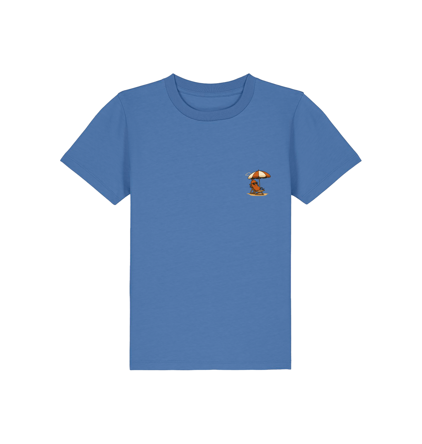 Bright Blue Printed Kids T-Shirt Front