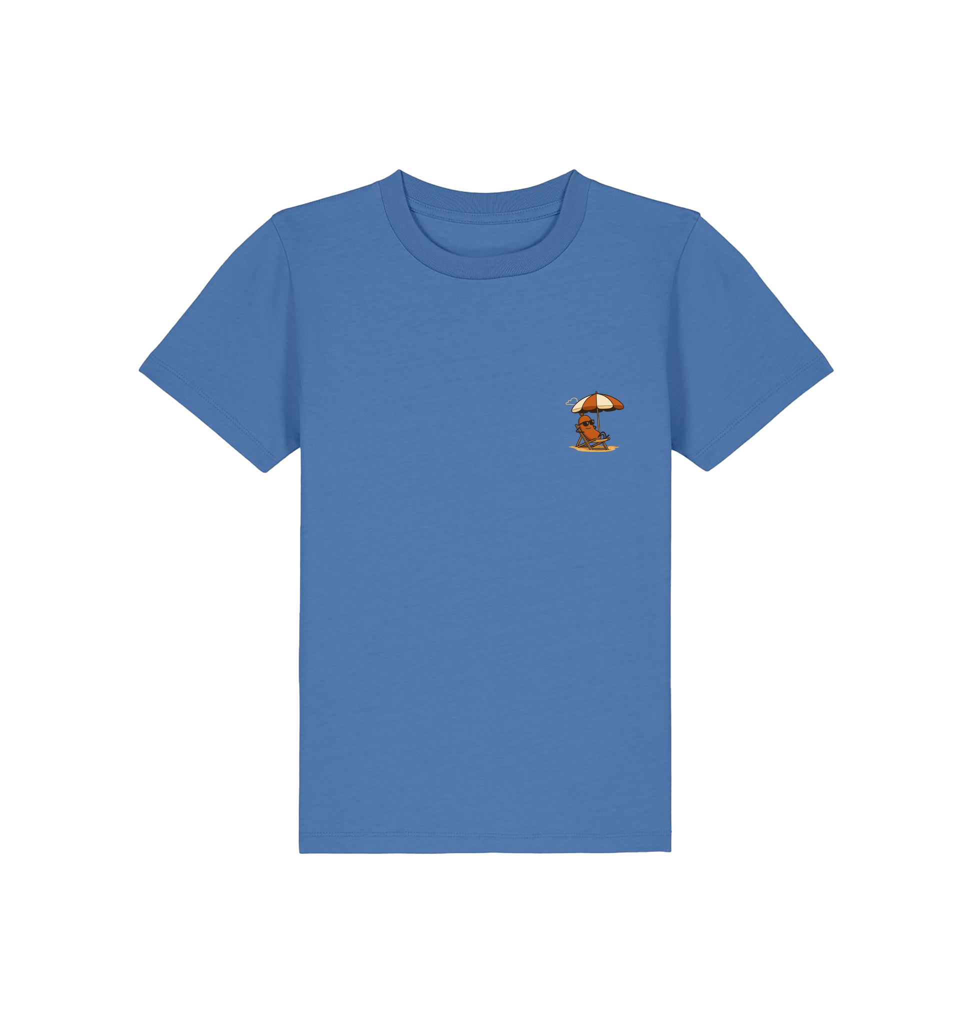Bright Blue Printed Kids T-Shirt Front