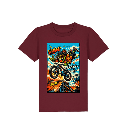 Burgundy Printed Kids T-Shirt Front