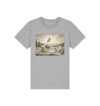 Heather Grey Printed Kids T-Shirt Front