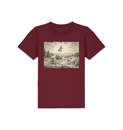 Burgundy Printed Kids T-Shirt Front