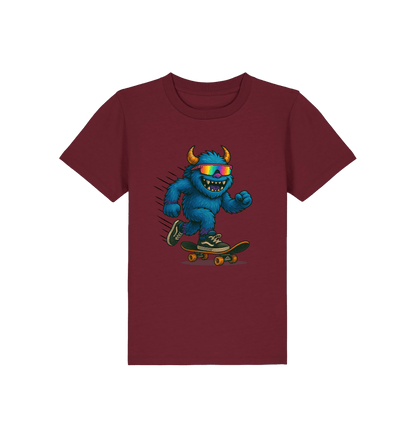Burgundy Printed Kids T-Shirt Front