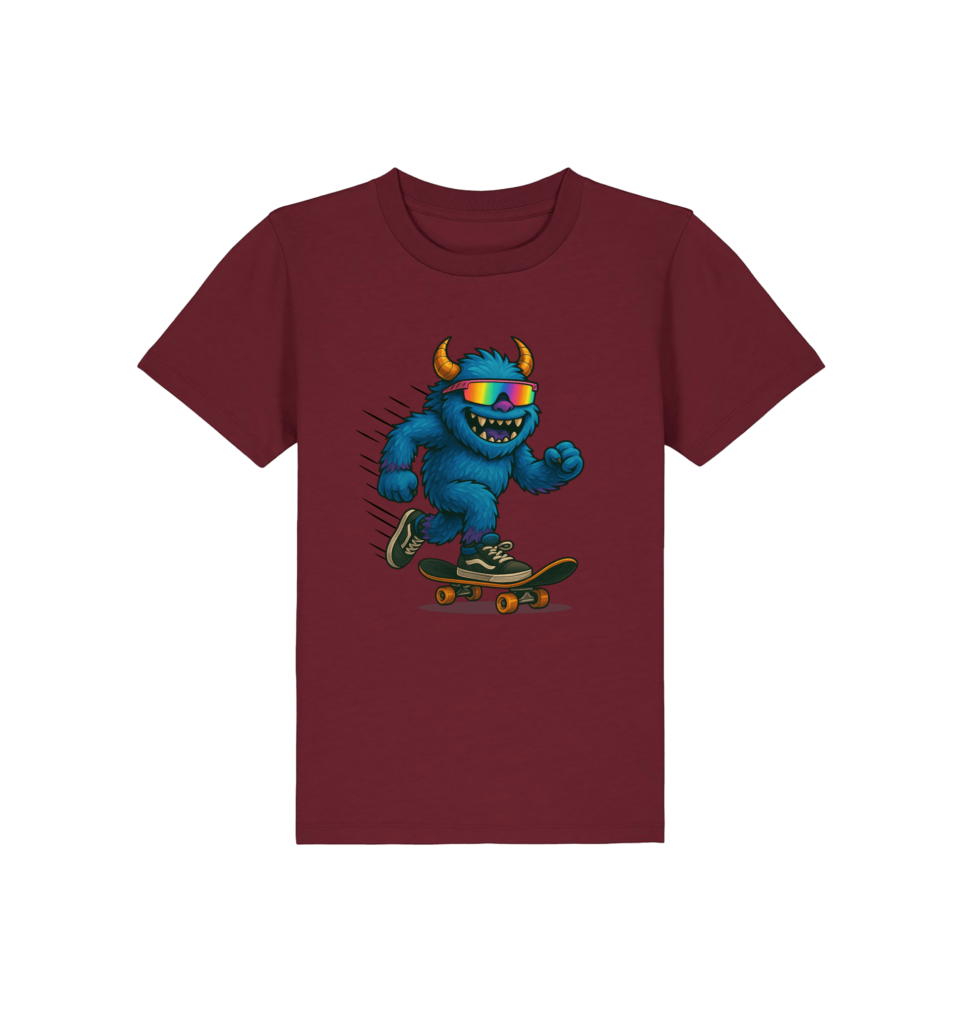 Burgundy Printed Kids T-Shirt Front