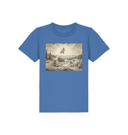 Bright Blue Printed Kids T-Shirt Front
