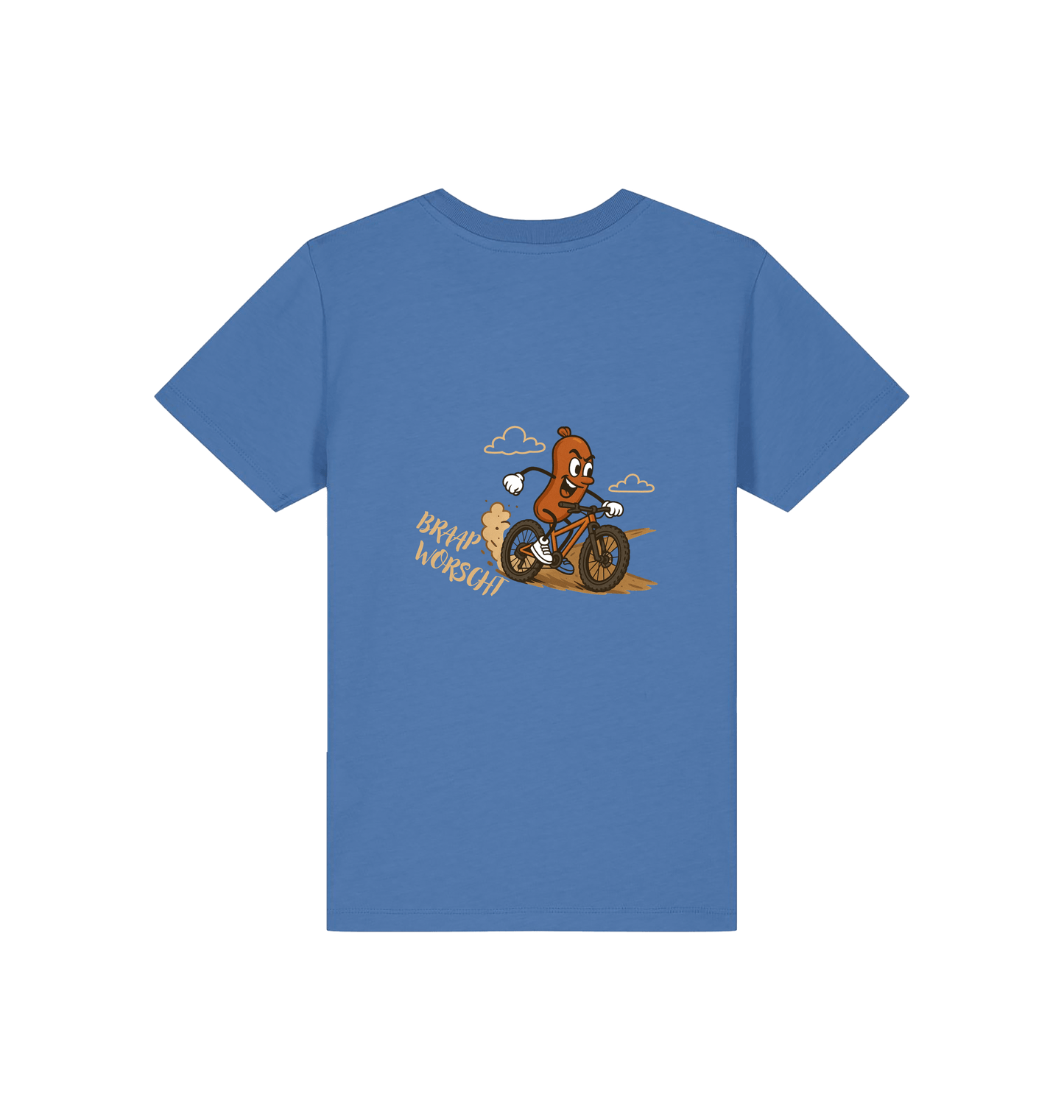 Bright Blue Printed Kids T-Shirt Back