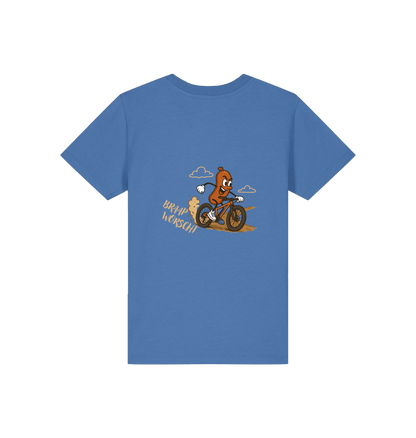 Bright Blue Printed Kids T-Shirt Back