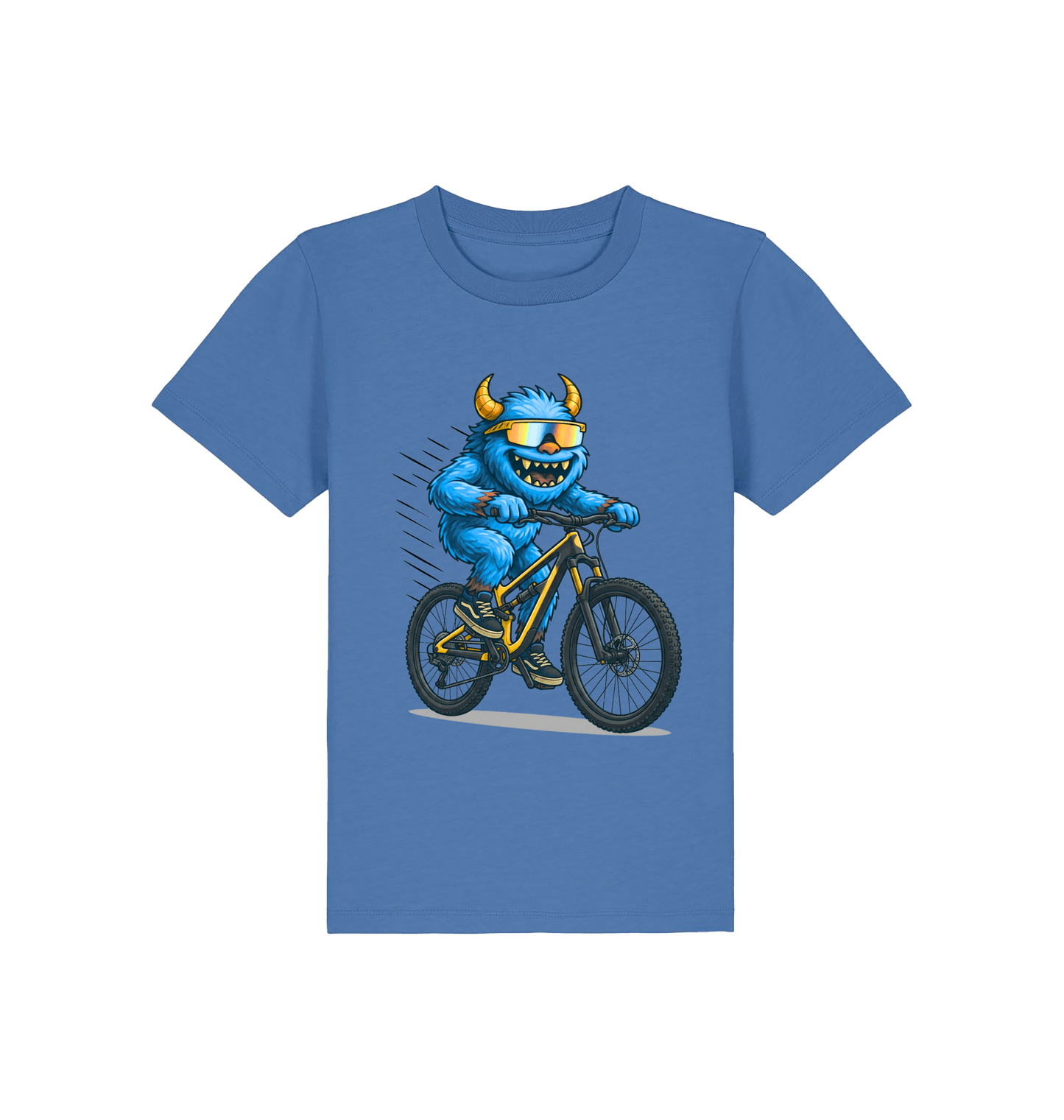 Bright Blue Printed Kids T-Shirt Front