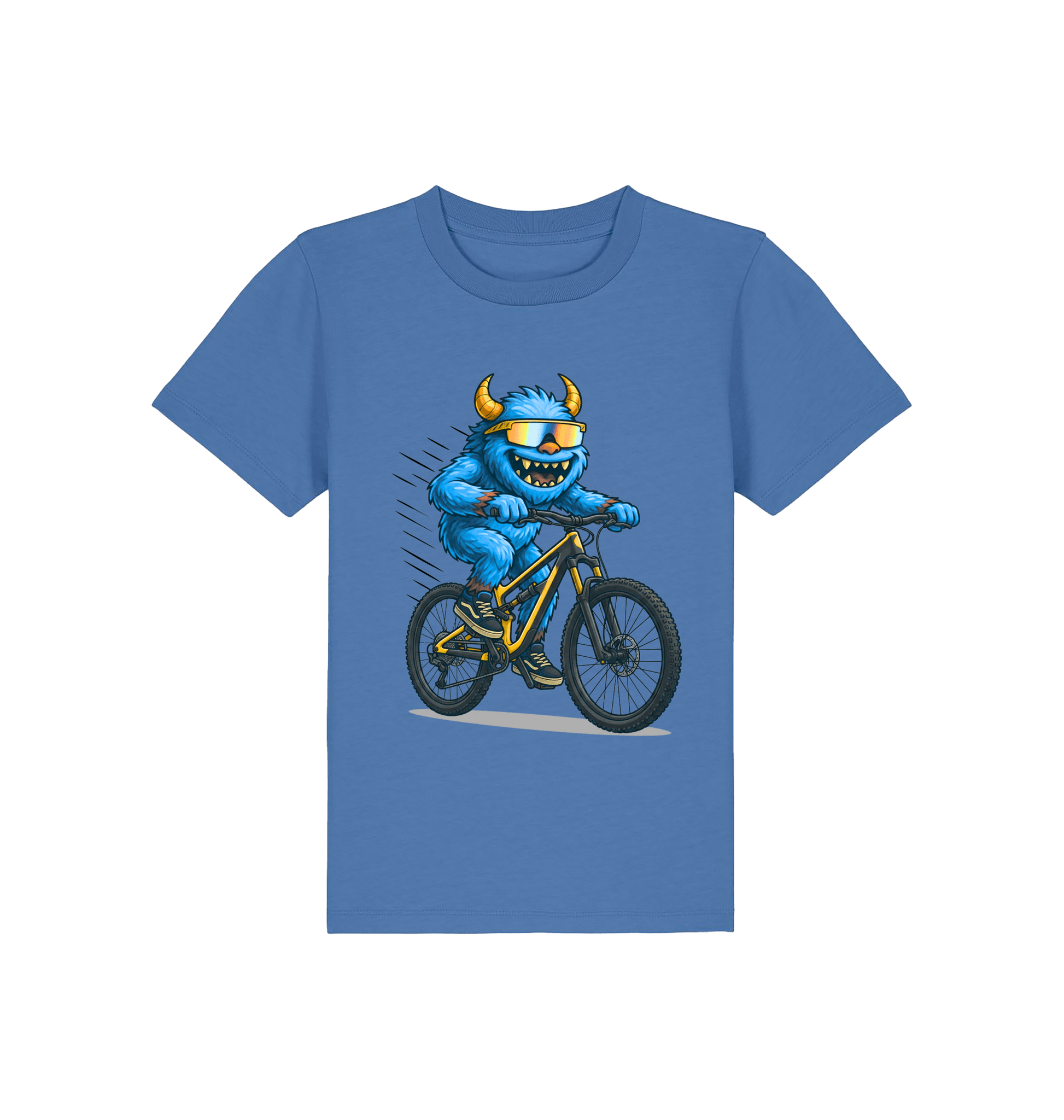 Bright Blue Printed Kids T-Shirt Front
