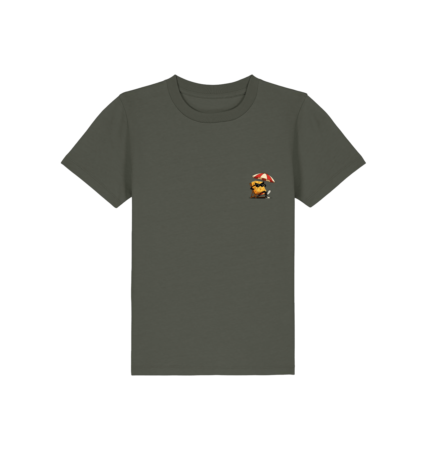 Khaki Printed Kids T-Shirt Front