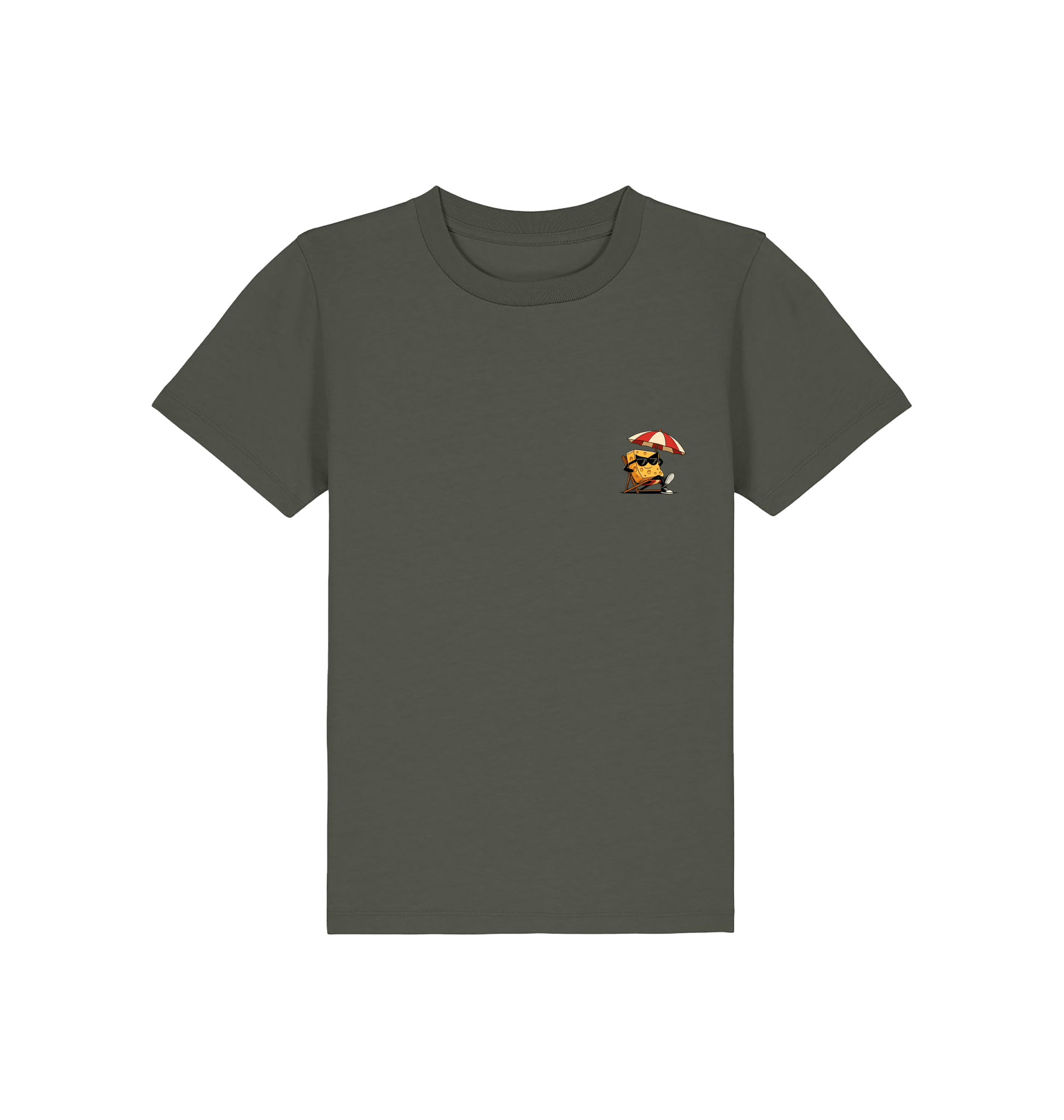 Khaki Printed Kids T-Shirt Front