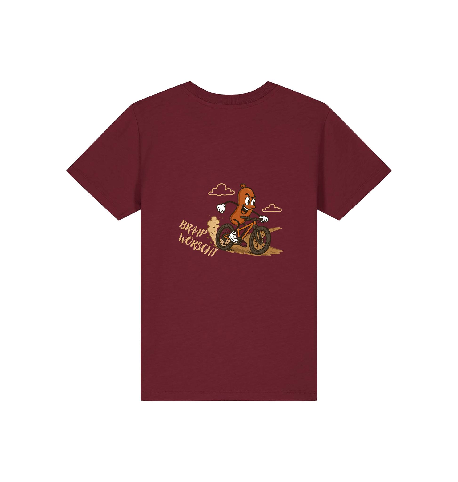 Burgundy Printed Kids T-Shirt Back