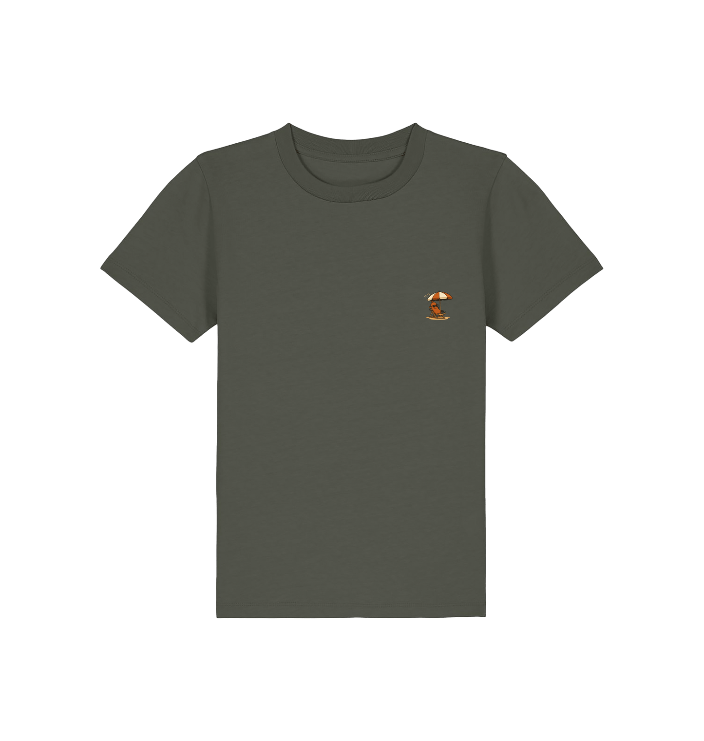 Khaki Printed Kids T-Shirt Front