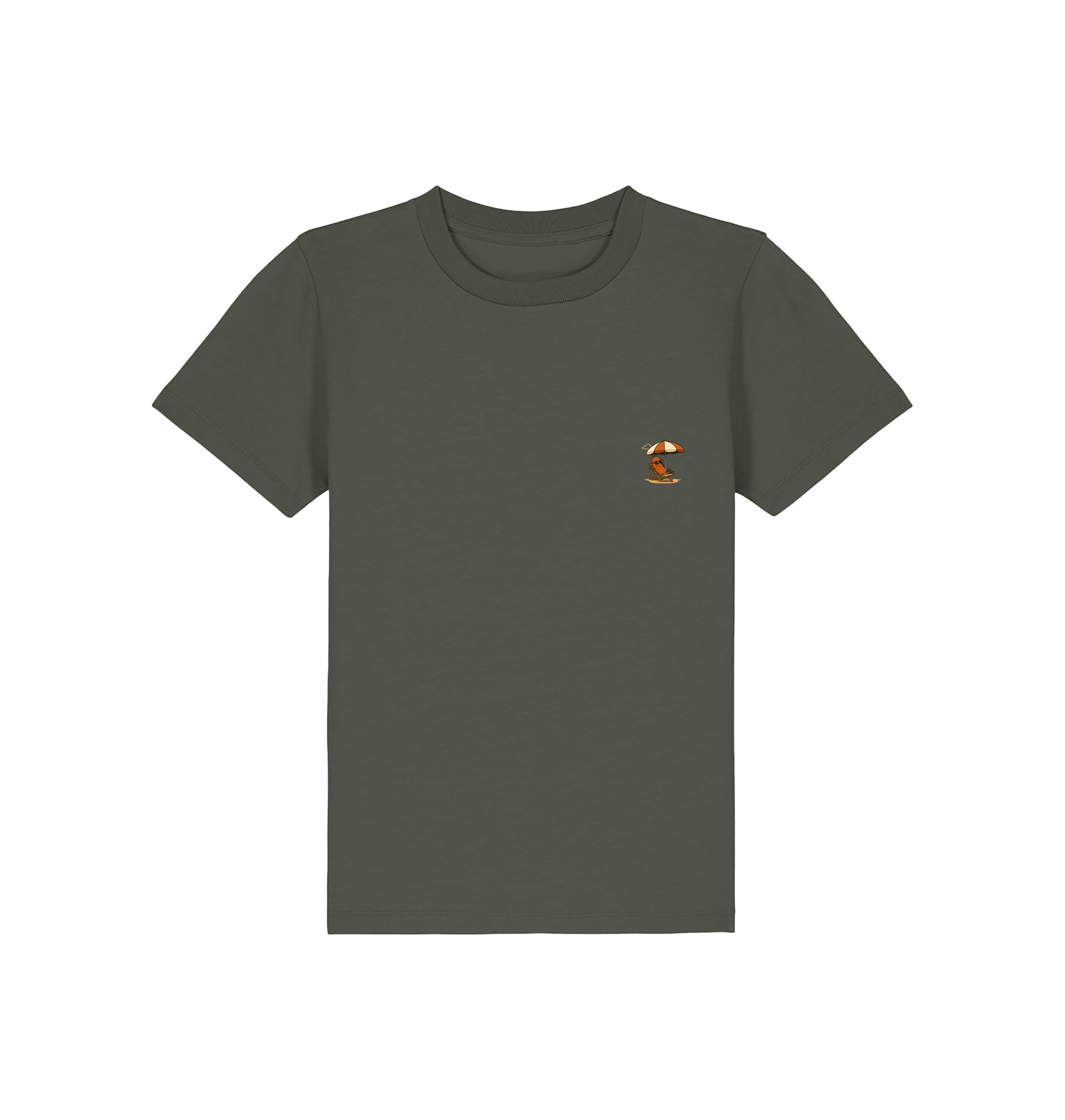 Khaki Printed Kids T-Shirt Front