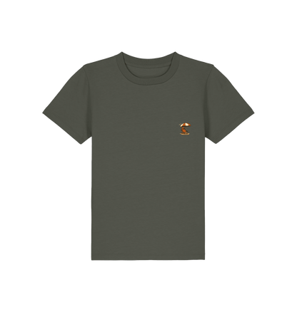 Khaki Printed Kids T-Shirt Front