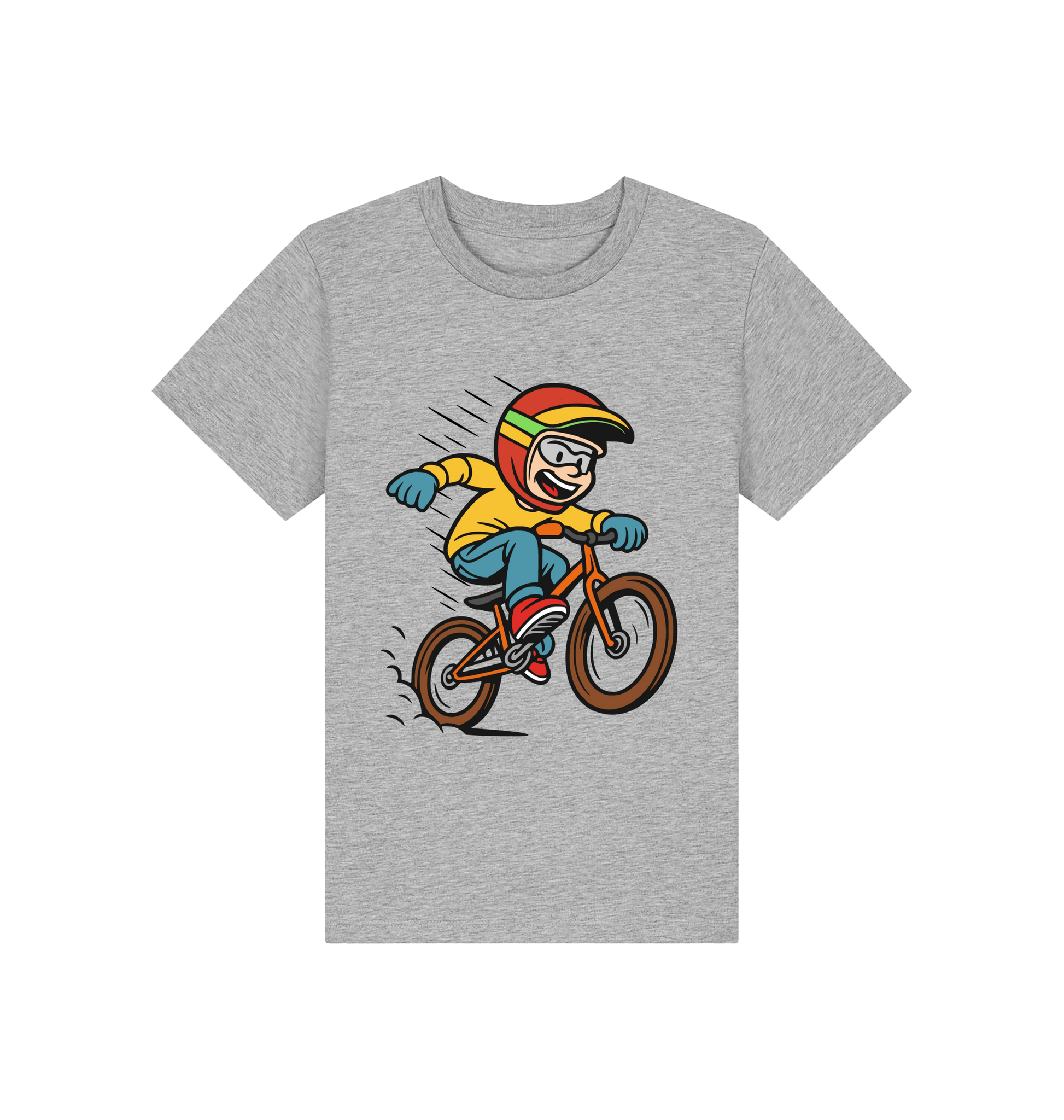 Heather Grey Printed Kids T-Shirt Front