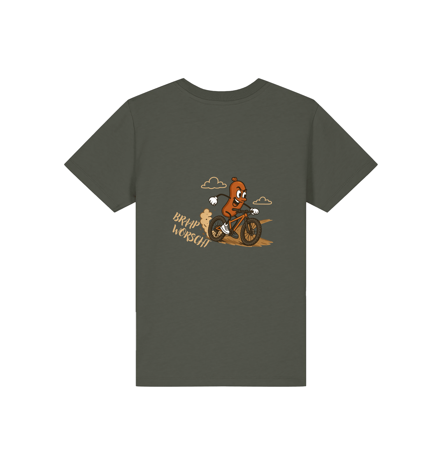 Khaki Printed Kids T-Shirt Back