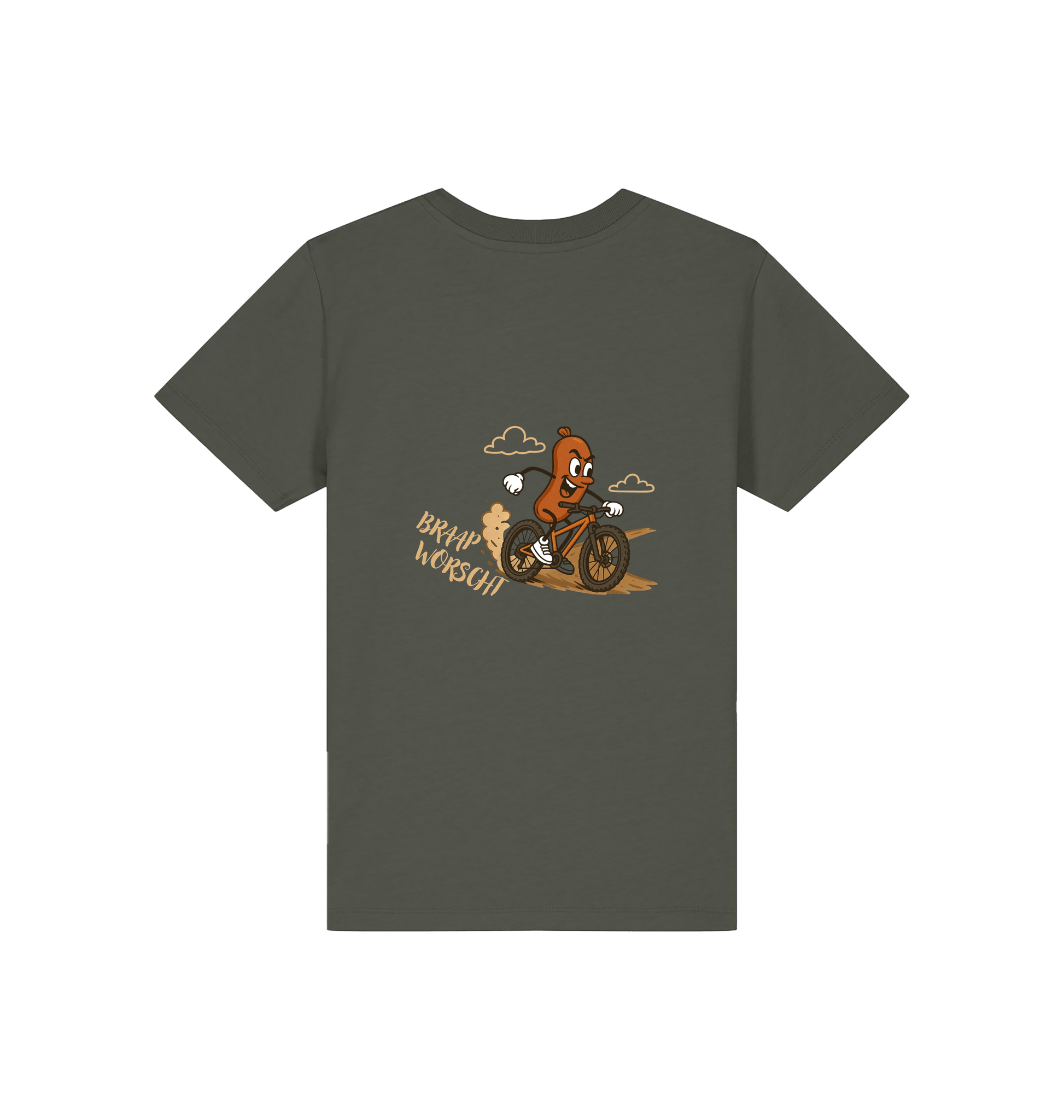 Khaki Printed Kids T-Shirt Back