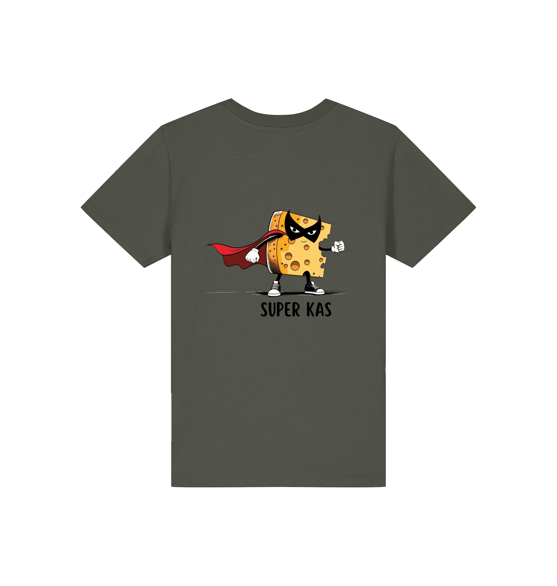 Khaki Printed Kids T-Shirt Back