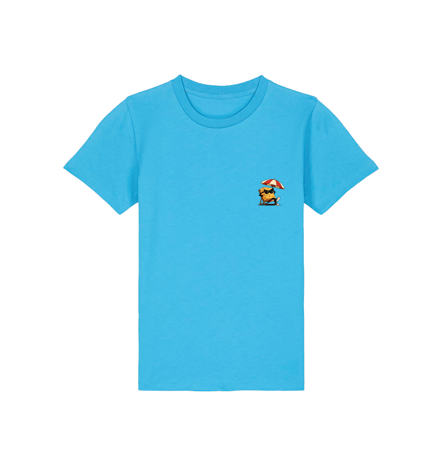 Aqua Blue Printed Kids T-Shirt Front