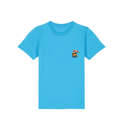 Aqua Blue Printed Kids T-Shirt Front