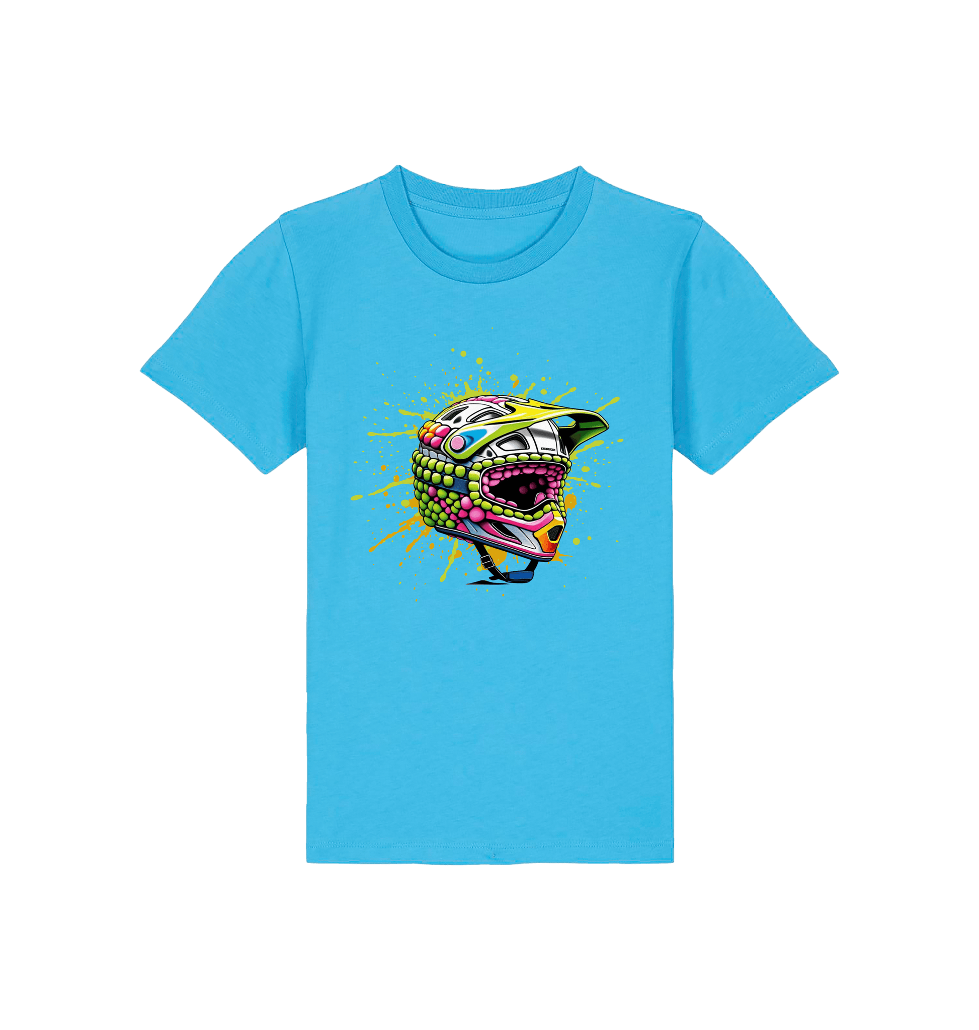 Aqua Blue Printed Kids T-Shirt Front