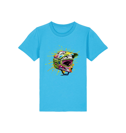 Aqua Blue Printed Kids T-Shirt Front