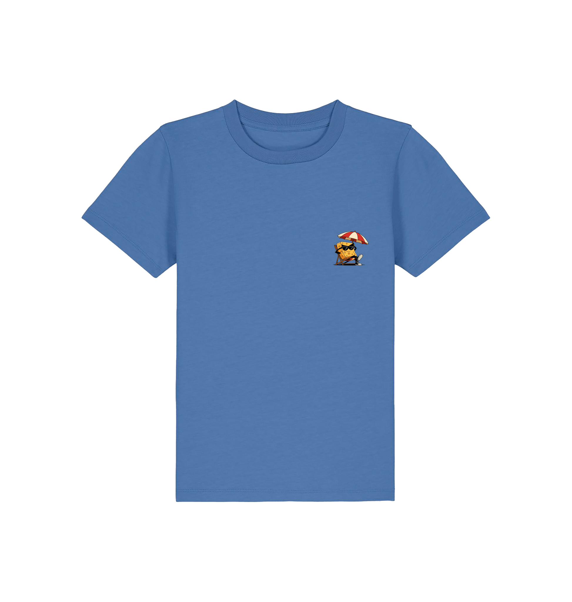 Bright Blue Printed Kids T-Shirt Front