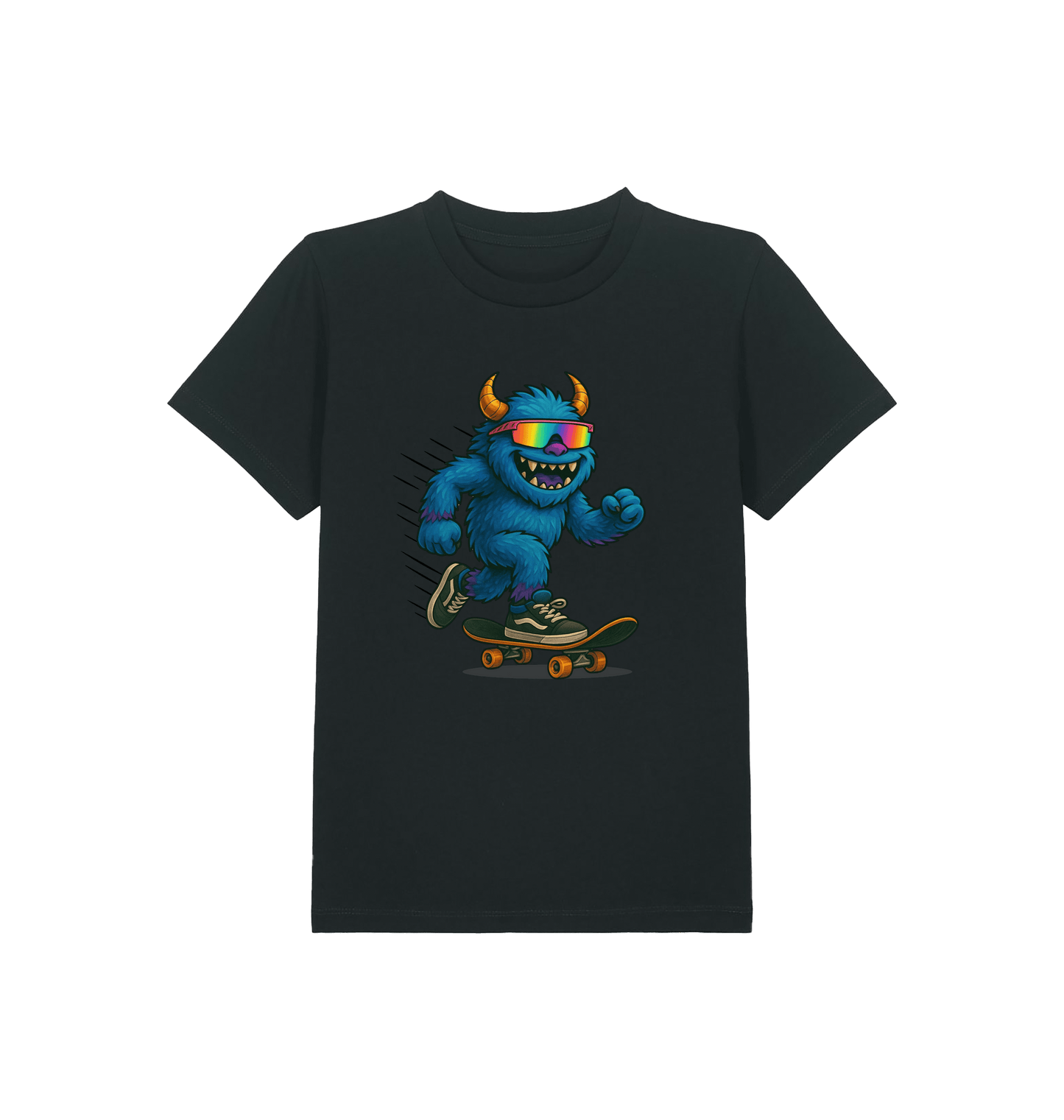 Black Printed Kids T-Shirt Front