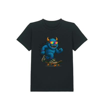 Black Printed Kids T-Shirt Front